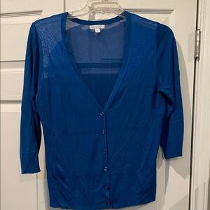 New York and Company , blue cardigan, 3/4 sleeve, slightly sheer